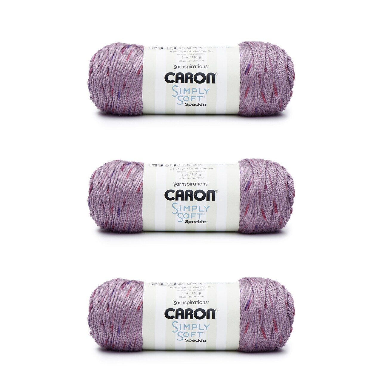 Caron Simply Soft Snapdragon Speckle Yarn - 3 Pack of 141g/5oz - Acrylic - 4 Medium (Worsted) - 235 Yards - Knitting/Crochet